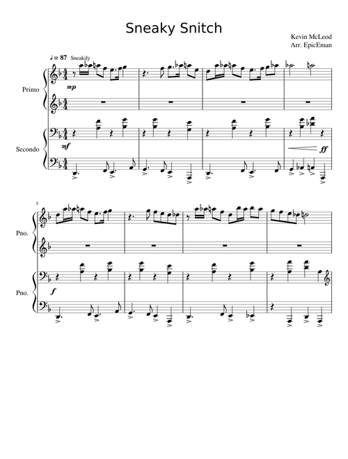 Sneaky Snitch (Piano Duet)