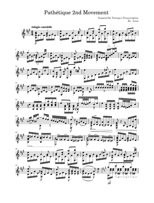 Pathetique Sonata For Guitar