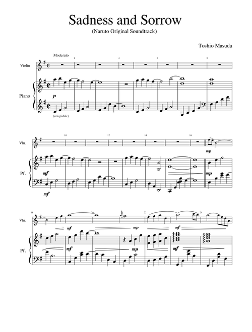 Sadness and Sorrow for piano and violin