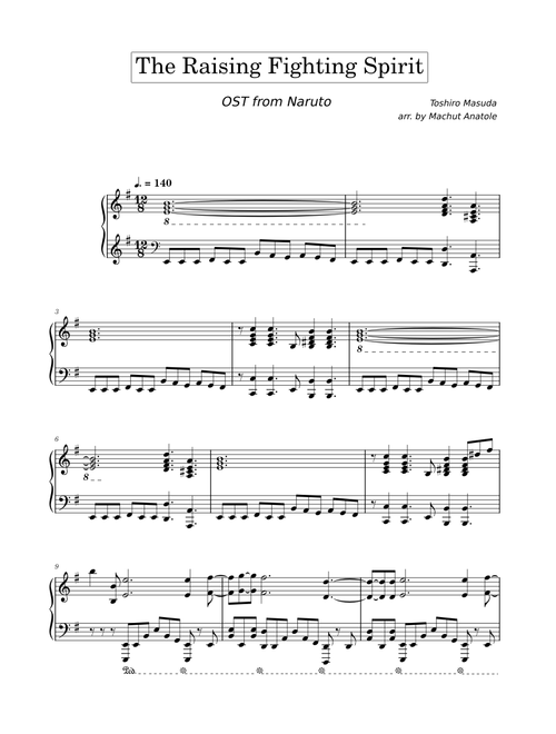 The Raising Fighting Spirit - Naruto OST - Piano