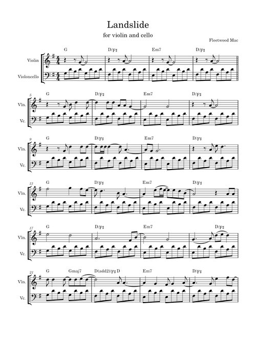 Landslide – Fleetwood Mac Duet Arrangement