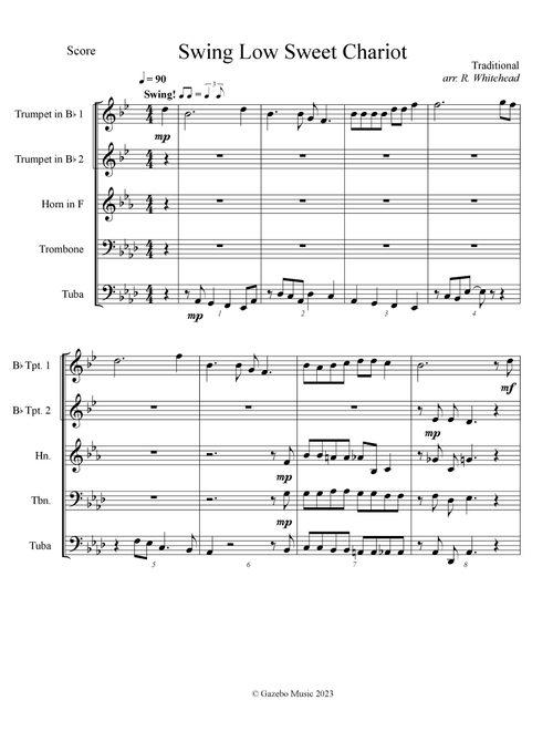Swing Low Sweet Chariot (Arr. Robert Whitehead) (Brass Ensemble)