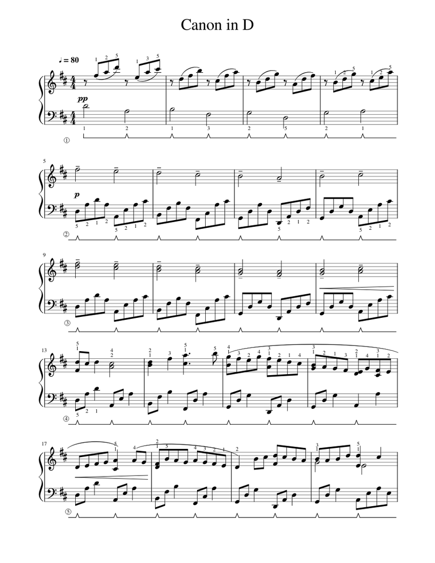 Canon in D Sheet Music for Piano (Solo) | MuseScore.com