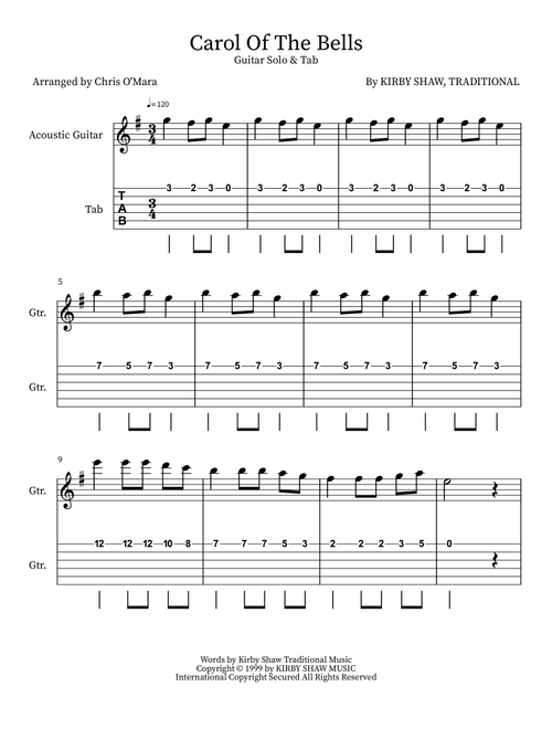 Carol Of The Bells (Arr. Chris O'Mara) - Kirby Shaw (Instrumental Solo)
