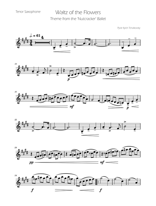 Waltz of the Flowers - The Nutcracker - Tenor Sax Solo (Arr. Ygor Nunes) - Tchaikovsky (Tenor Sax Solo)