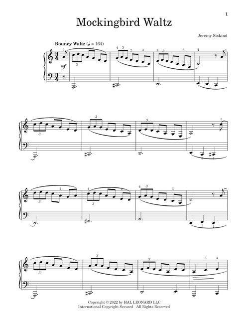 Mockingbird Waltz - Jeremy Siskind (Educational Piano)