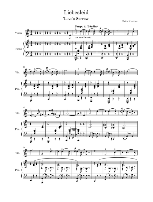 Liebesleid 'Love's Sorrow' – Fritz Kreisler
