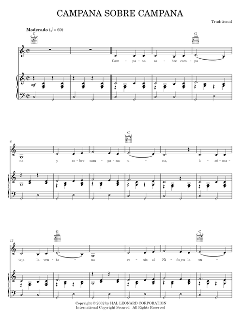 Campana Sobre Campana - Traditional Spiritual (Piano-Vocal-Guitar)