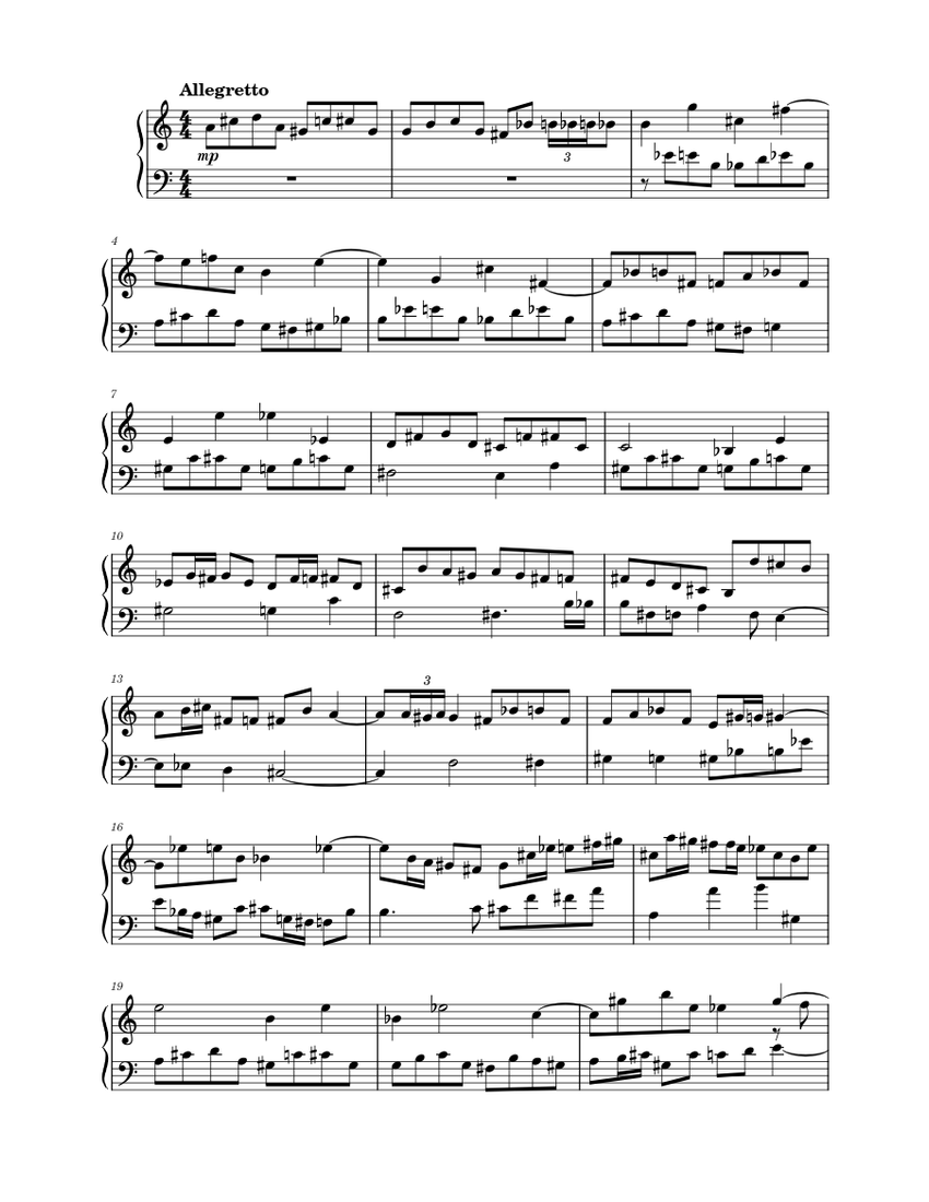 Allegretto In A Minor Sheet Music for Piano (Solo) | MuseScore.com