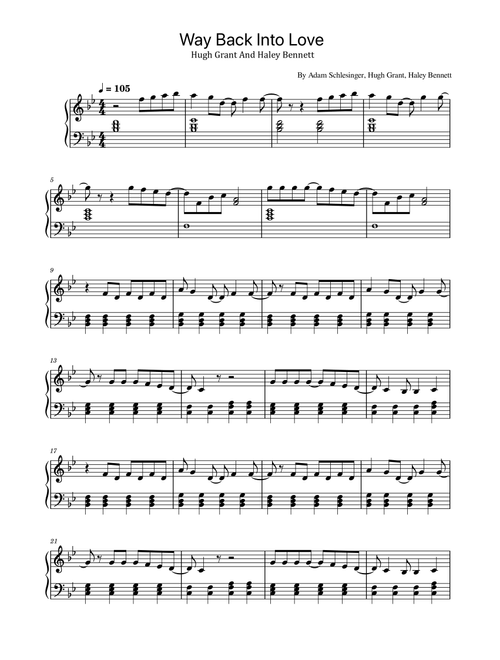 Way Back Into Love (Arr. poon) - Hugh Grant And Haley Bennett (Piano Solo)