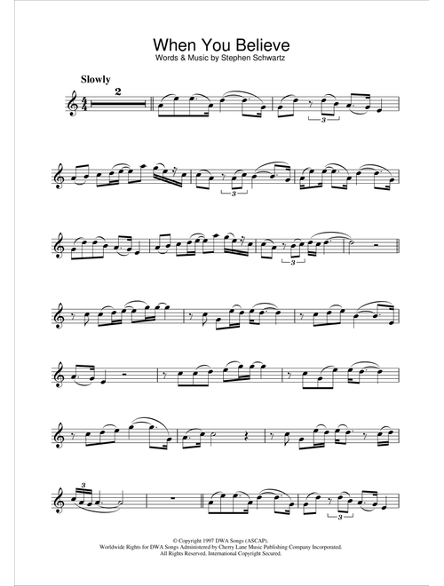 When You Believe (from The Prince Of Egypt) - Stephen Schwartz (Alto Sax Solo)