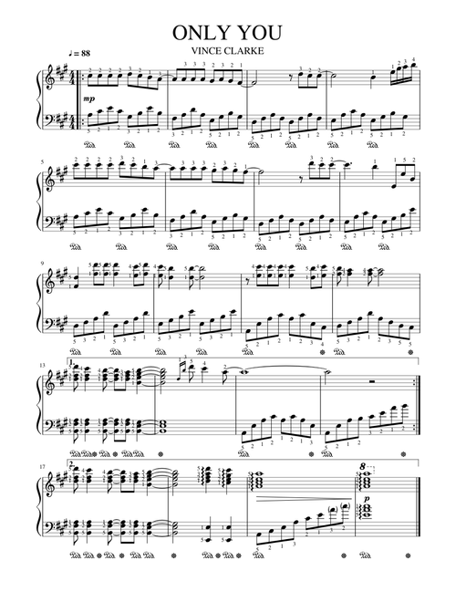 Only You by Vince Clarke for Easy Piano