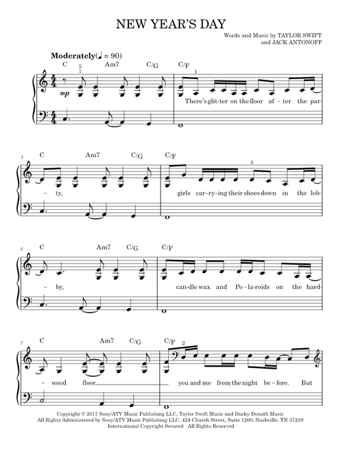 New Year's Day - Taylor Swift (Easy Piano)