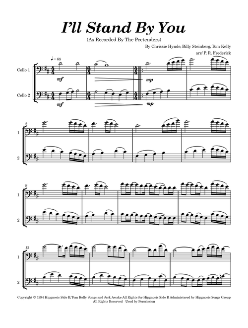 I'll Stand By You (Arr. P. R. Frederick) - Pretenders (Cello Duet)