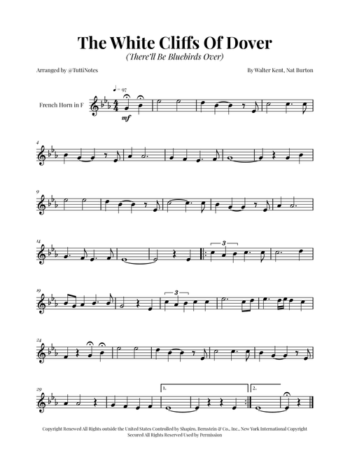 (There'll Be Bluebirds Over) The White Cliffs Of Dover (Arr. Glauco Fernandes) - Various (French Horn Solo)