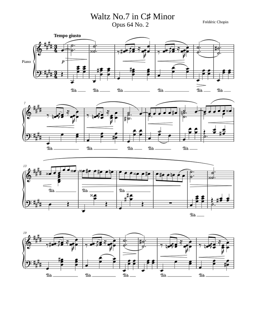 Waltz No.7 in C sharp minor Op.64 No.2 Frédéric Chopin Sheet music for