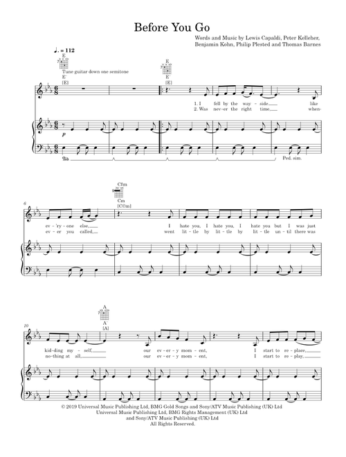 Before you go - Lewis Capaldi (Piano-Voice-Guitar)