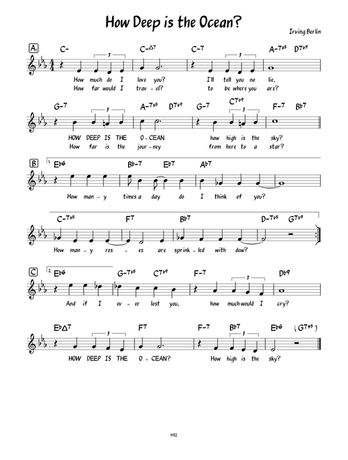 How Deep Is the Ocean? (Lead sheet with lyrics )