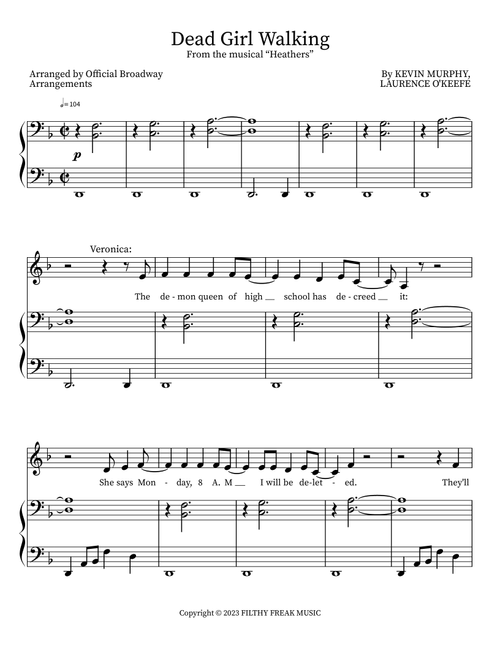 Dead Girl Walking (Arr. Official Broadway Arrangements) - Heathers The Musical (Piano Vocal)