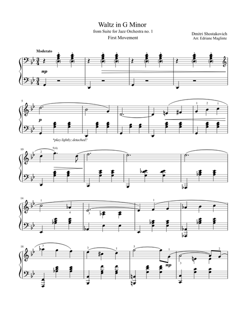 Suite for Jazz Orchestra No. 1: Waltz (Piano) - Dmitri Shostakovich