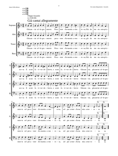 Gia cantai allegramente - Filippo Azzaiolo