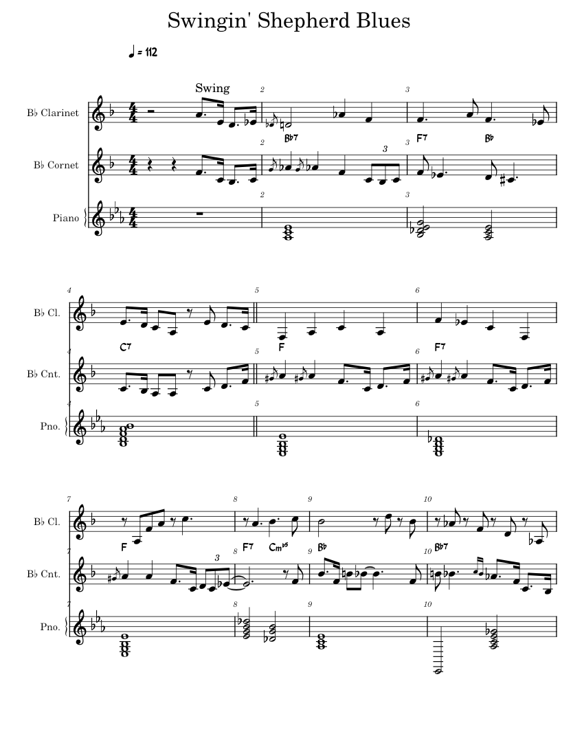 Swingin' Shepherd Blues Sheet Music with Chords for Piano