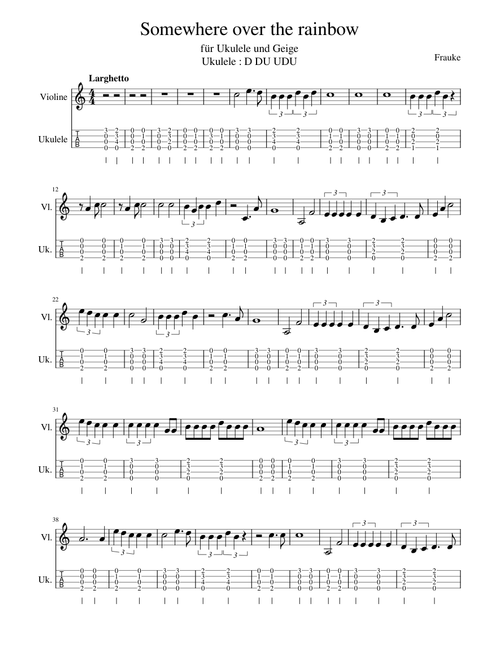 Somewhere over the rainbow for Ukulele and violin