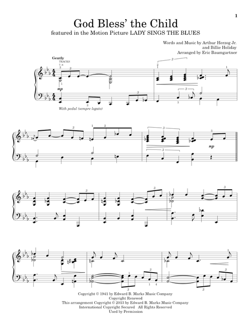God Bless' The Child (Arr. Eric Baumgartner) (Educational Piano)