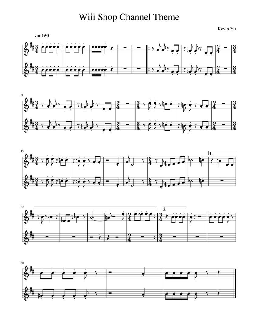 Wii shop channel sheet music clearance