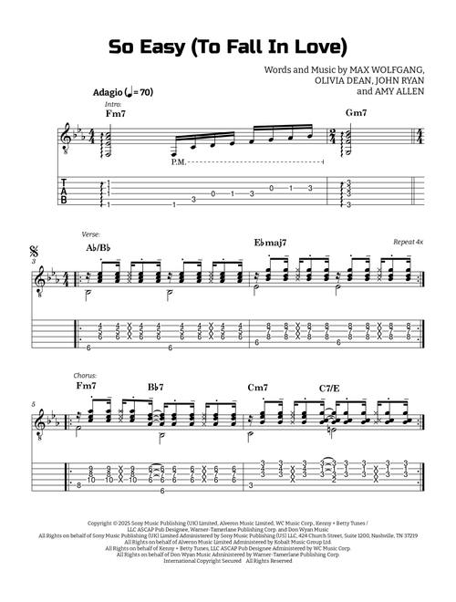 So Easy (To Fall In Love) (Arr. Guilherme Correa) - Olivia Dean (Guitar Tab)
