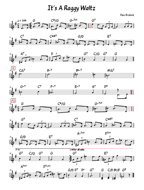 It's A Raggy Waltz  (Lead sheet with accompaniment )