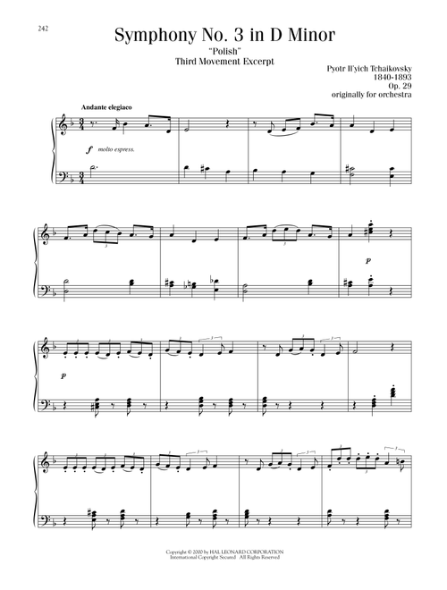 Symphony No. 3 In D Minor ("Polish"), Op. 29, Third Movement Excerpt - Pyotr Il'yich Tchaikovsky (Piano Solo)