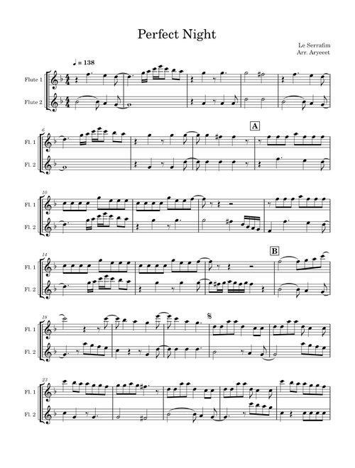 PERFECT NIGHT - Le Sserafim ~ for two flutes