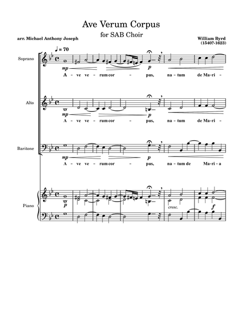 Ave Verum Corpus (Arr. Michael A. Joseph) - William Byrd (Choral, SAB)
