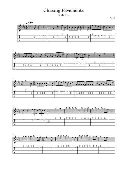 Chasing Pavements Melody
