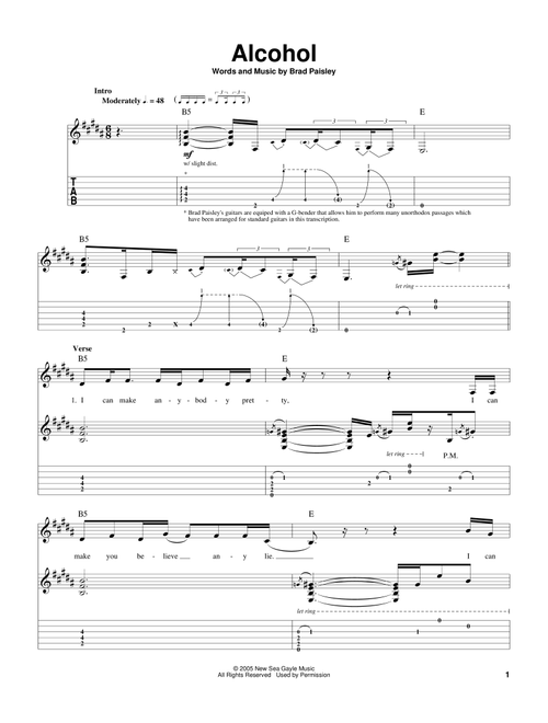 Alcohol - Brad Paisley (Guitar Tab Play-Along)