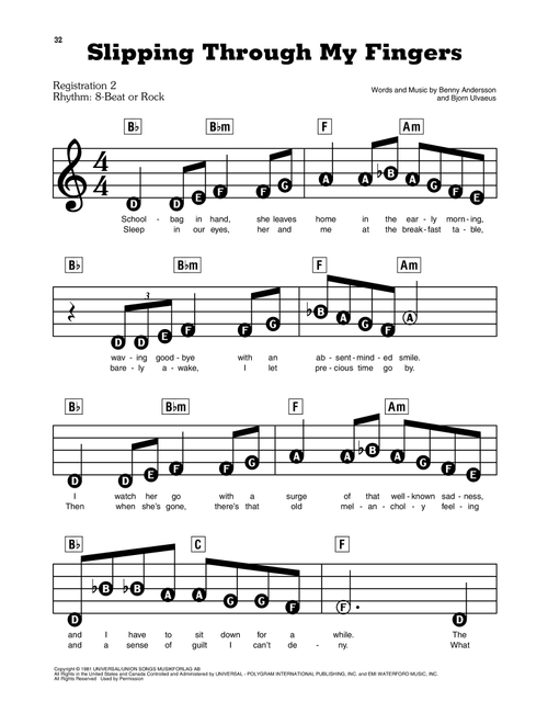 Slipping Through My Fingers (from Mamma Mia!) - ABBA (E-Z Play Today)