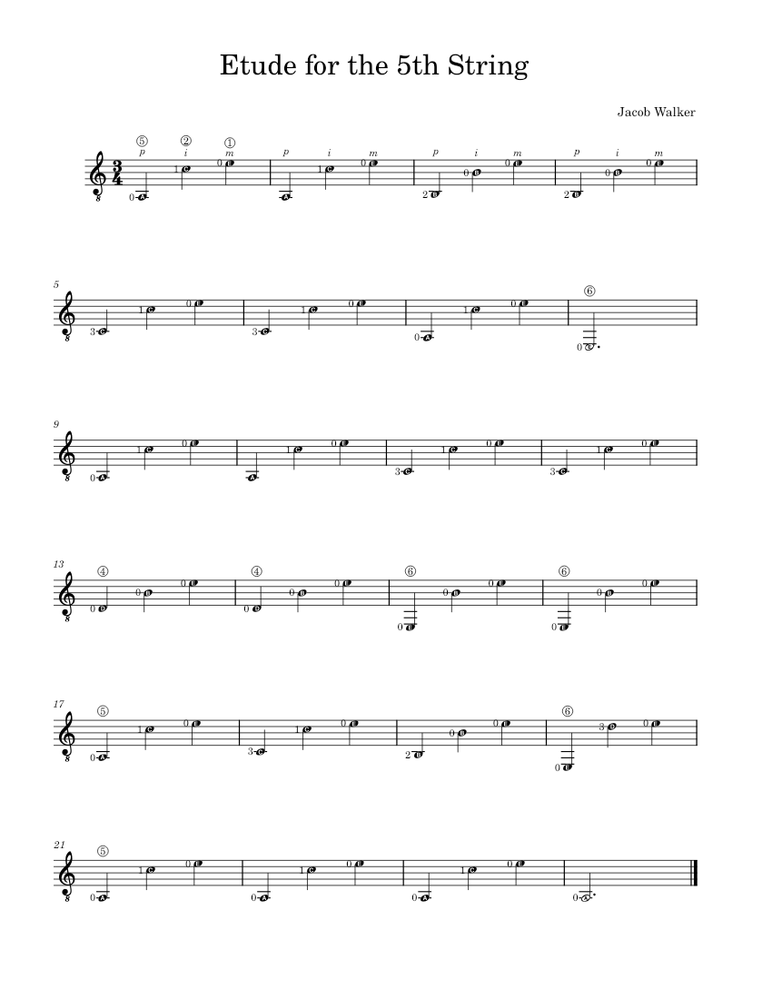 Etude for the 5th String Sheet music for Guitar (Solo) | Musescore.com