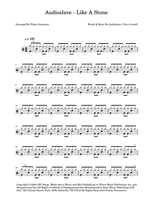 Like A Stone (Arr. The Ninja) - Audioslave (Drums)