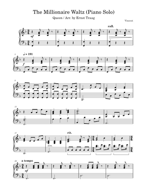 Queen - The Millionaire Waltz (Piano Solo)