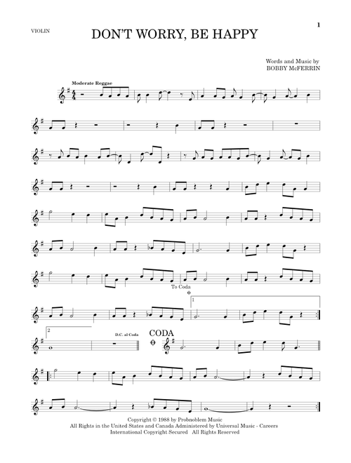 Don't Worry, Be Happy - Bobby McFerrin (Violin Solo)
