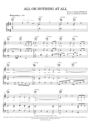 Play Official version of All Or Nothing At All Sheet Music by E.Y.