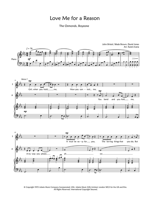 Love Me For A Reason (Arr. Karen Ivana) - Boyzone (Choral, SA)
