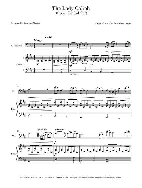La Califfa (Arr. Marcus Martin) - Ennio Morricone (Cello and Piano)