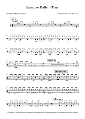 True- Spandau Ballet Sheet music for Piano, Vocals True- Spandau Ballet Sheet music for Piano, Vocals