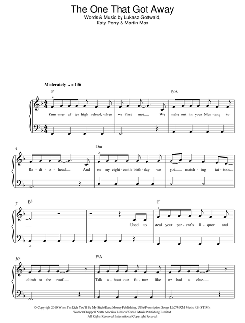 The One That Got Away - Katy Perry (Easy Piano)