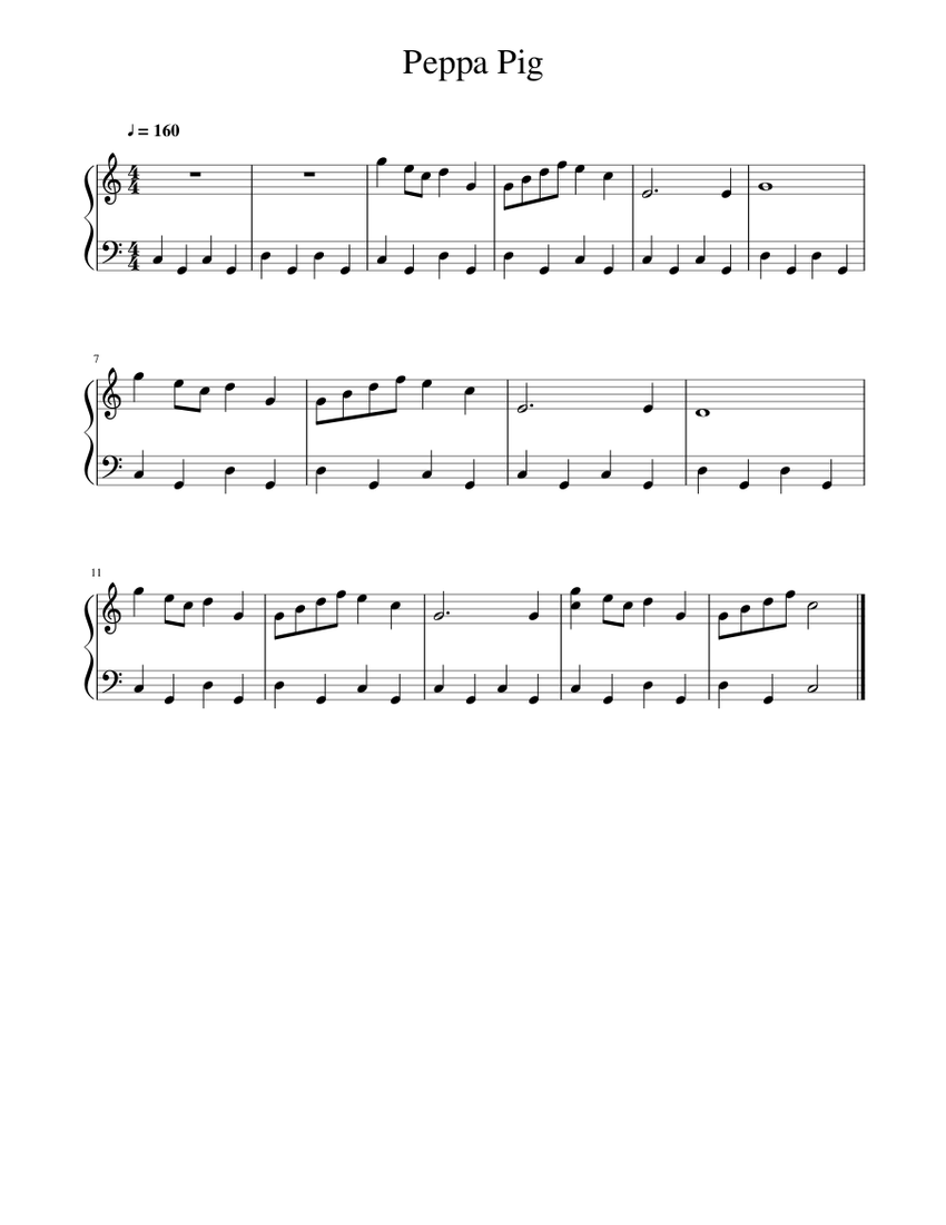Peppa Pig Sheet music for Piano (Solo) Easy | Musescore.com