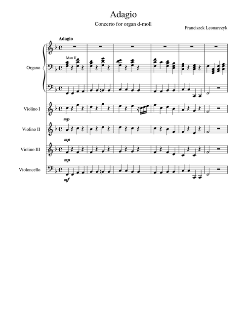 Adagio - cz. pierwszy z koncertu d-moll na organ/Adagio - pierwsza część koncertu d- moll na organ