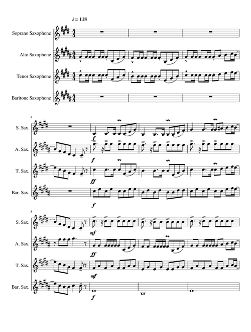 Drunken Sailor sax quartet