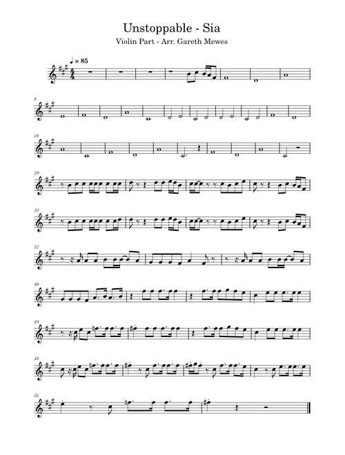 Unstoppable – Sia Unstoppable - Sia Violin Part (Chord notes and melody)